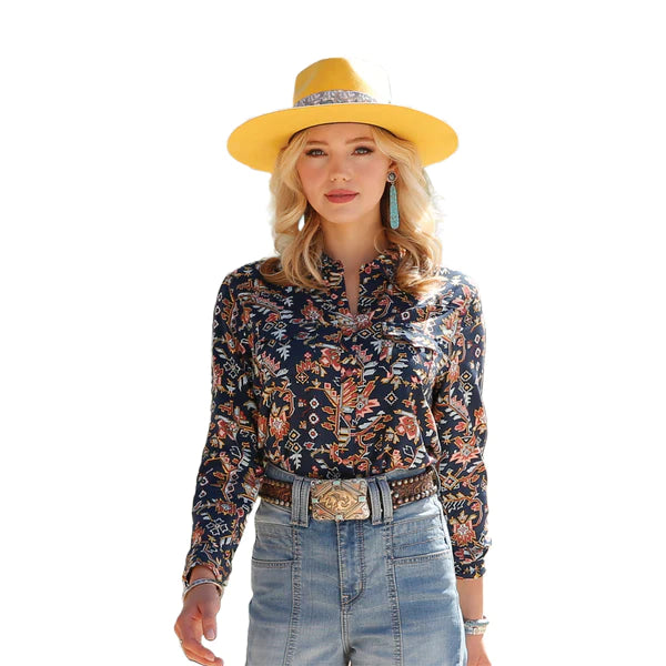 Cruel Girl Navy Printed Shirt