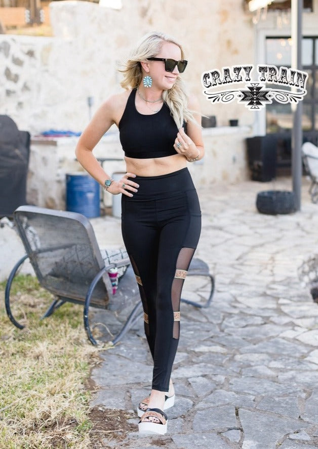 Womens Buckstitch Barbell Leggings w/pockets