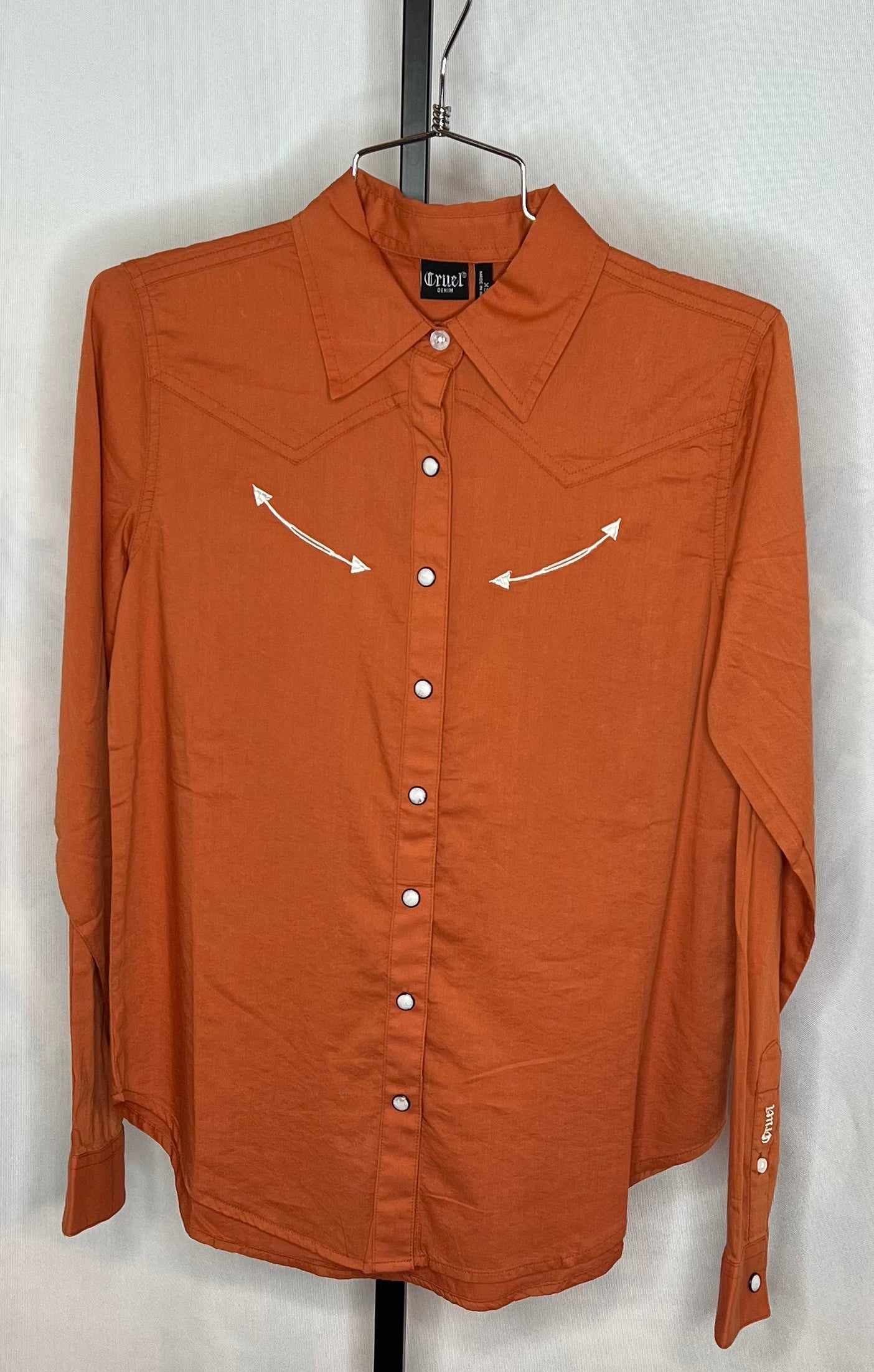 Women’s Cruel Denim Orange Shirt w/ Fringe