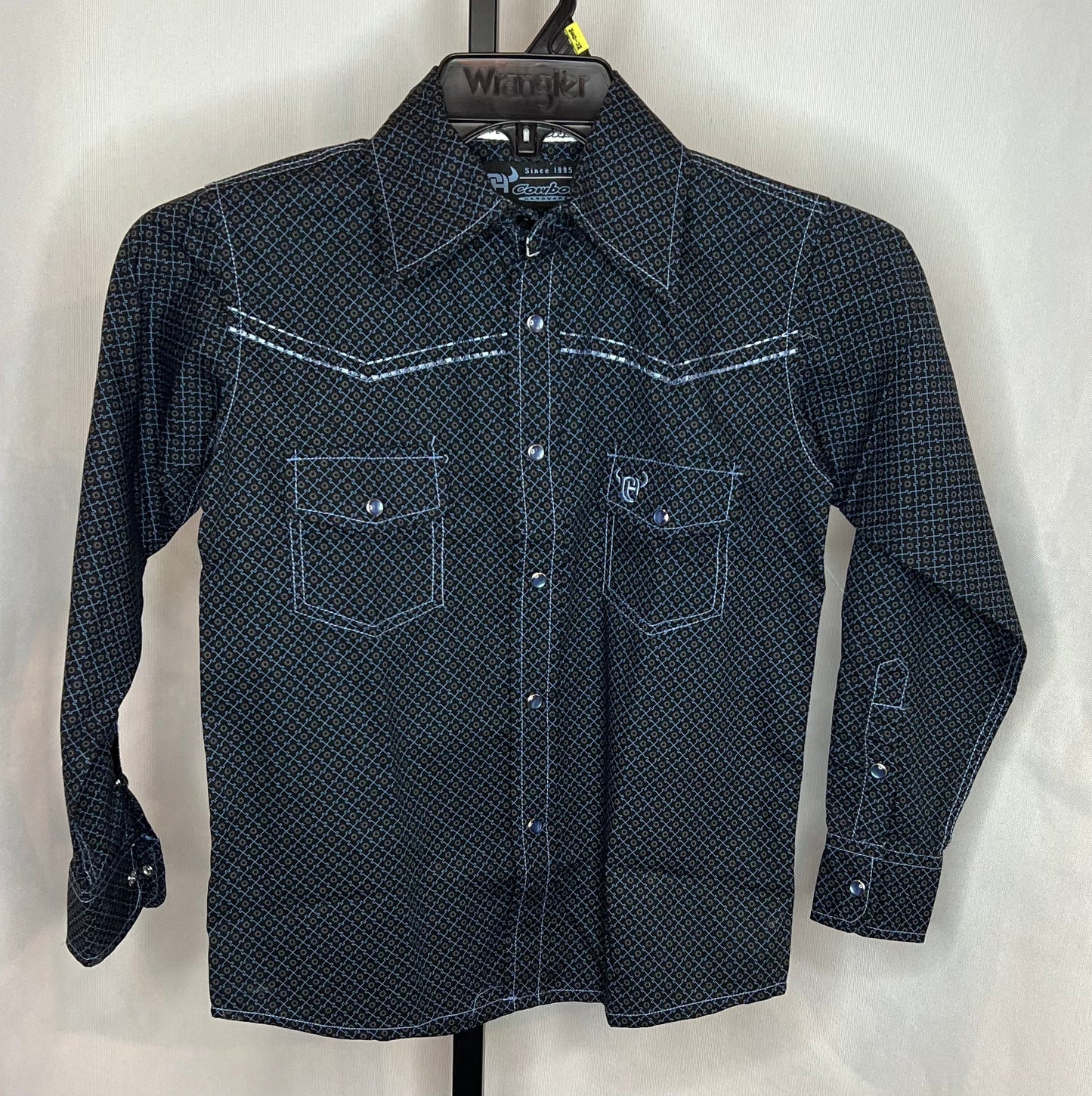 Boys Cowboy Hardware Blue/Black Snap Shirt