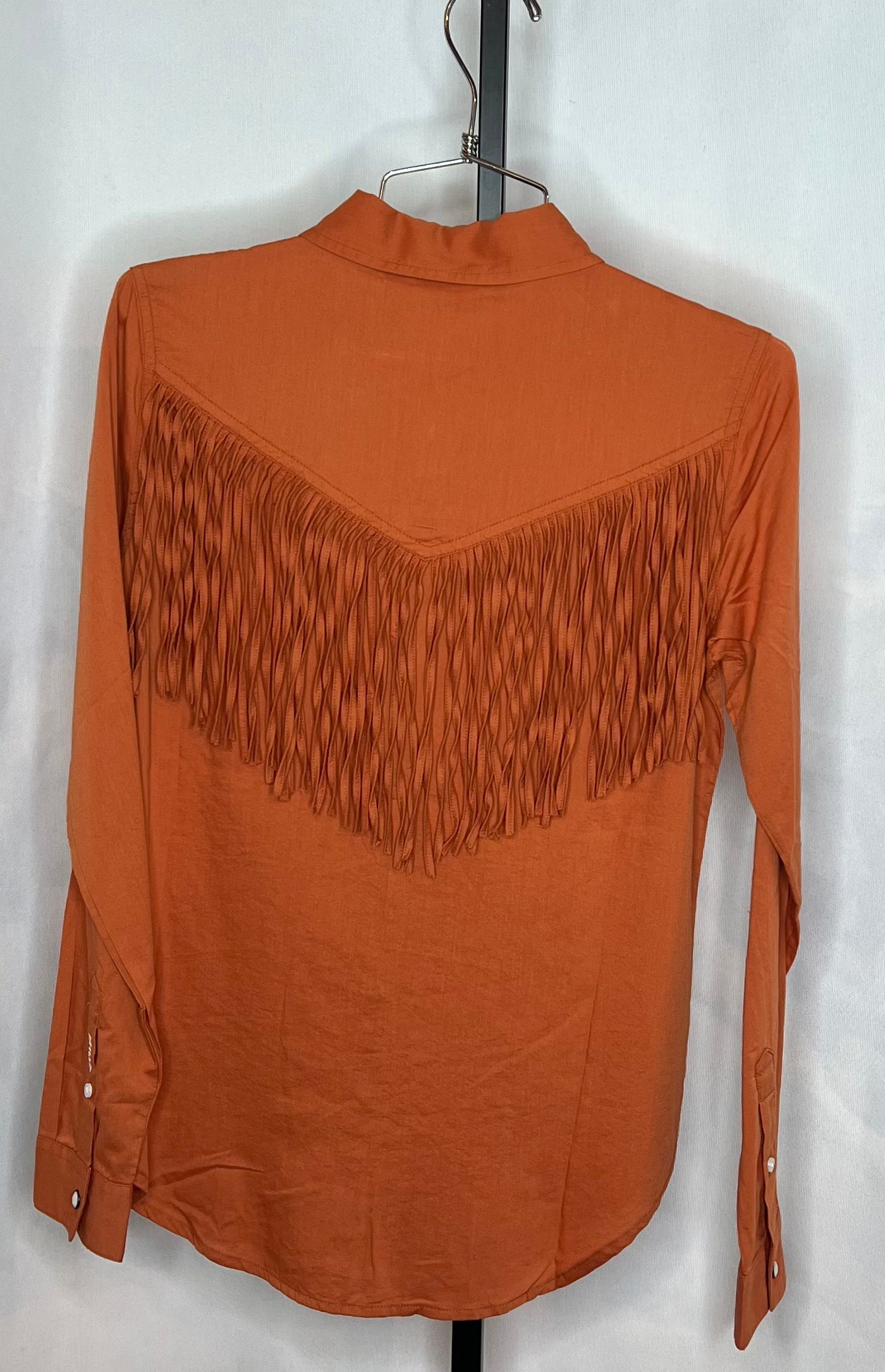 Women’s Cruel Denim Orange Shirt w/ Fringe