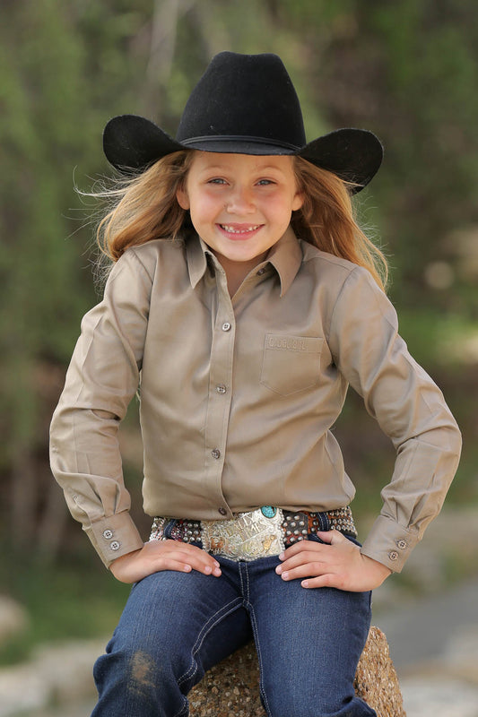 Cruel Girl's Brown Button-Down Western Shirt