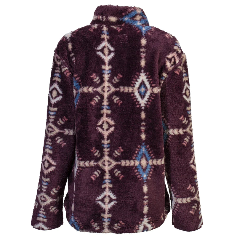 Hooey Youth Girl's Maroon w/Aztec Fleece Pullover