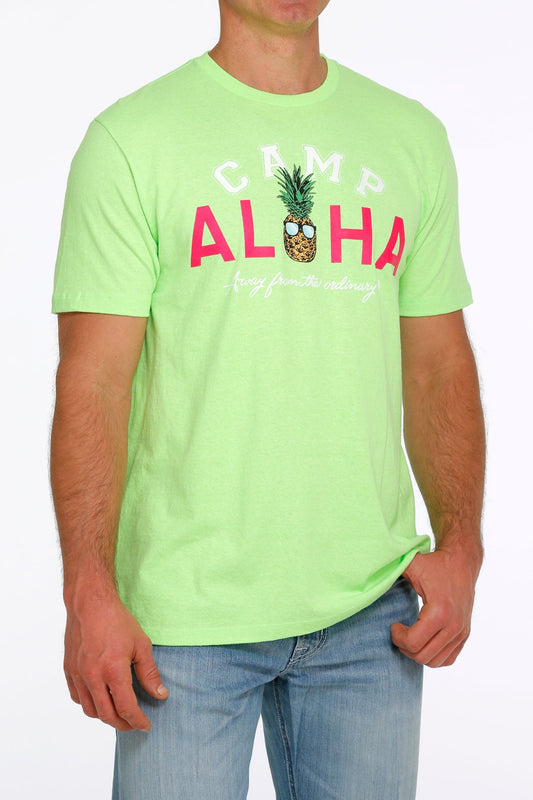 Cinch Men's Lime Green Camp Aloha T-Shirt