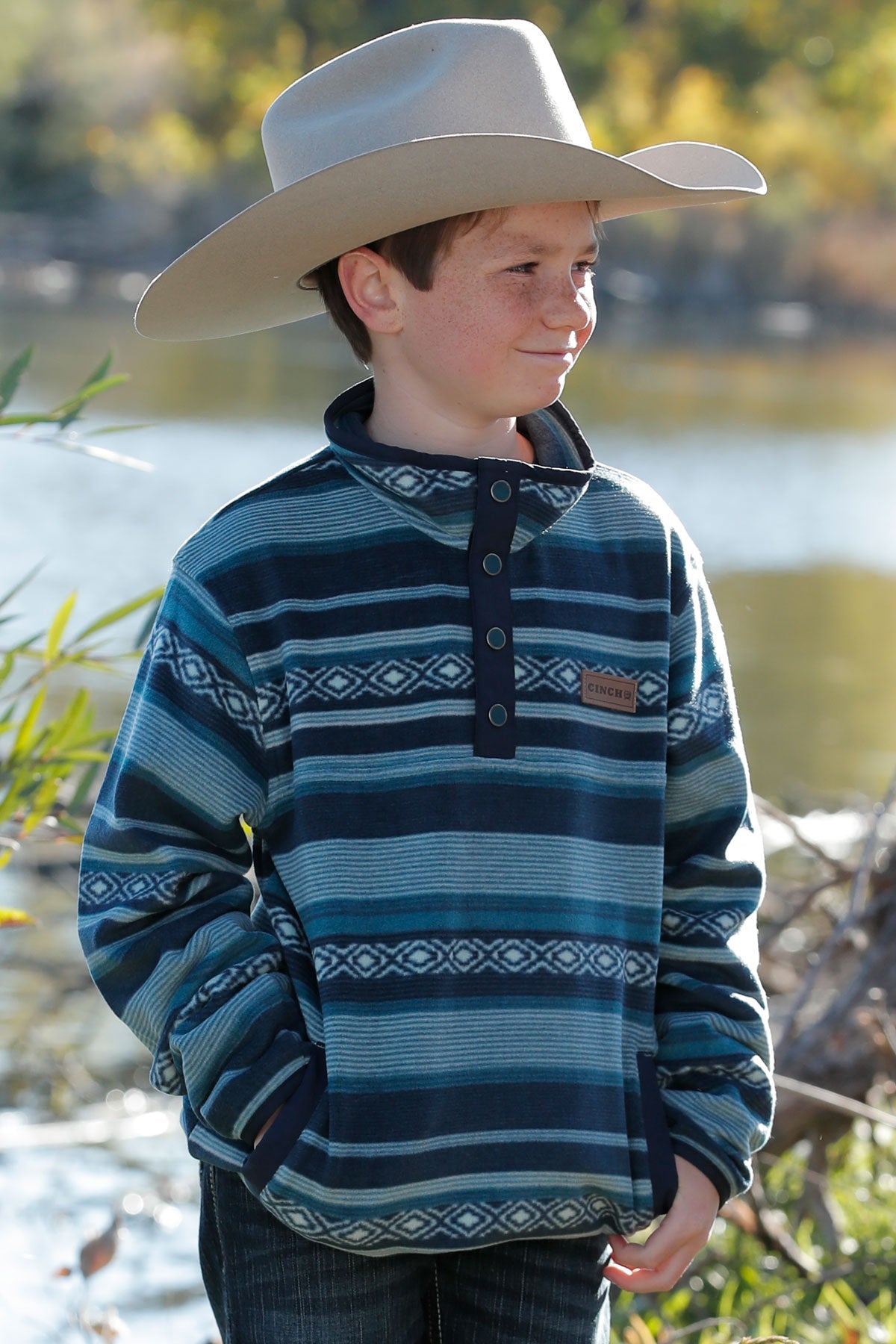 Cinch Boy's Green/Blue Poly Fleece Pullover