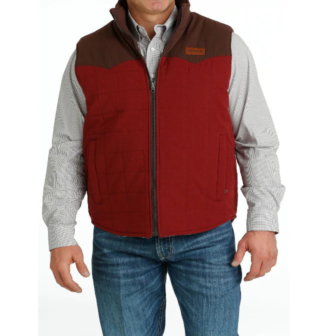 Cinch Men's Burgundy Quilted Reversible Vest