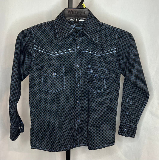 Boys Cowboy Hardware Blue/Black Snap Shirt