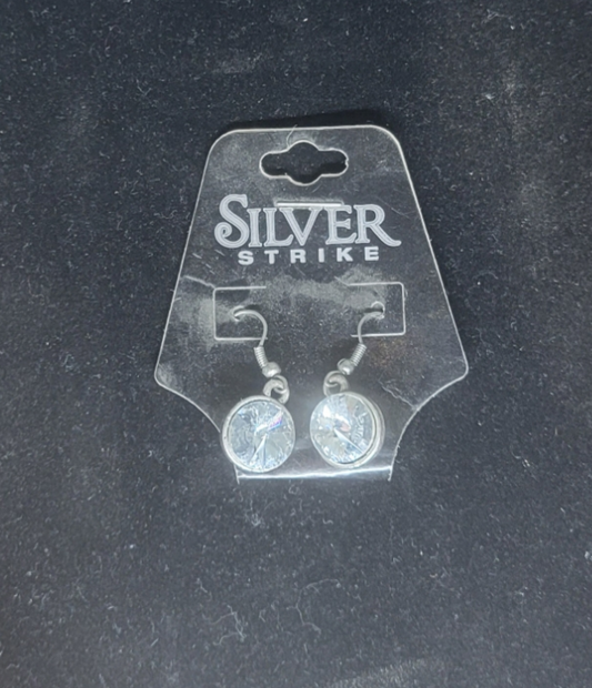 Silver Strike Faux Crystal Earrings