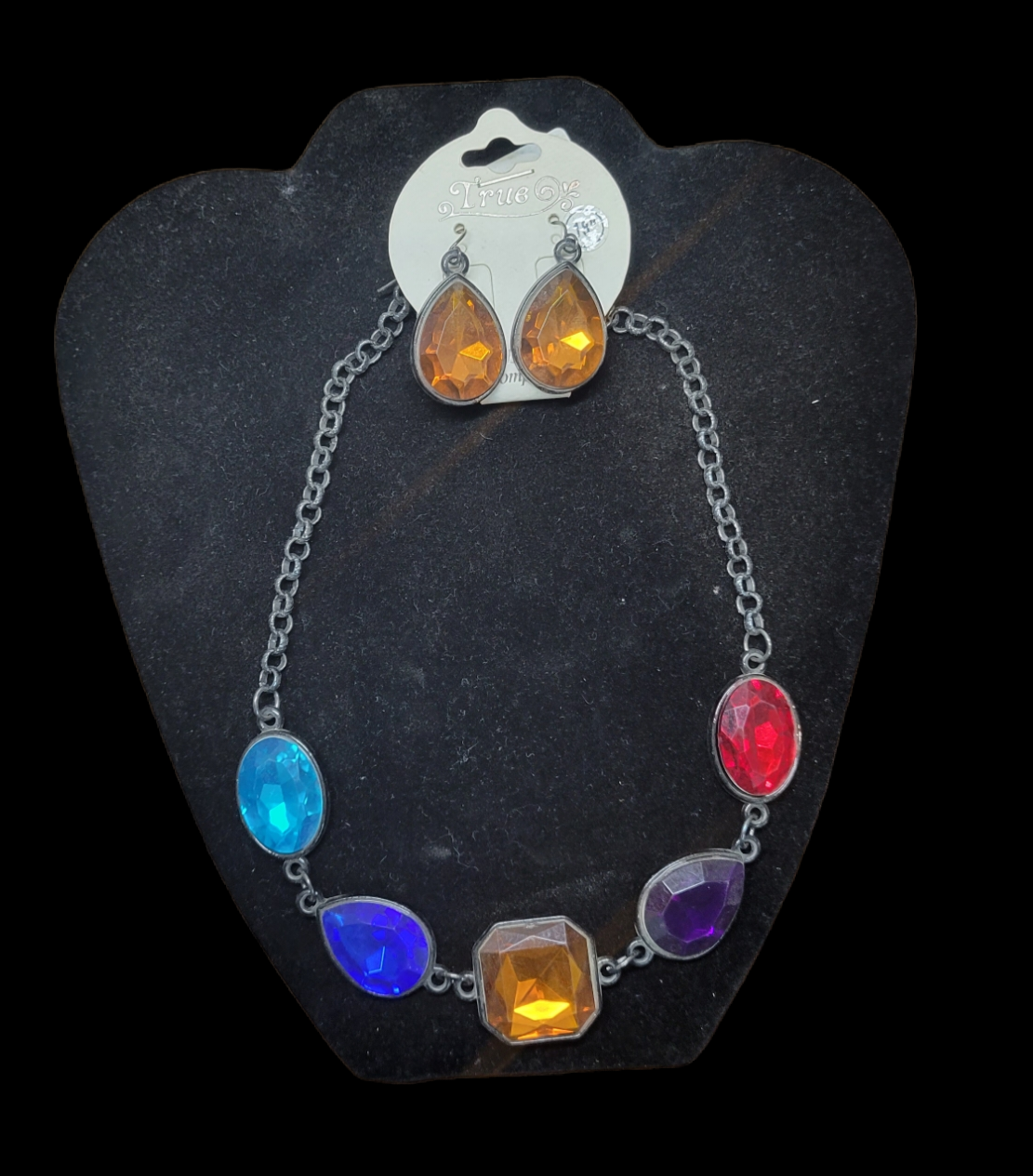 Multicolored Gem necklace w/ earrings