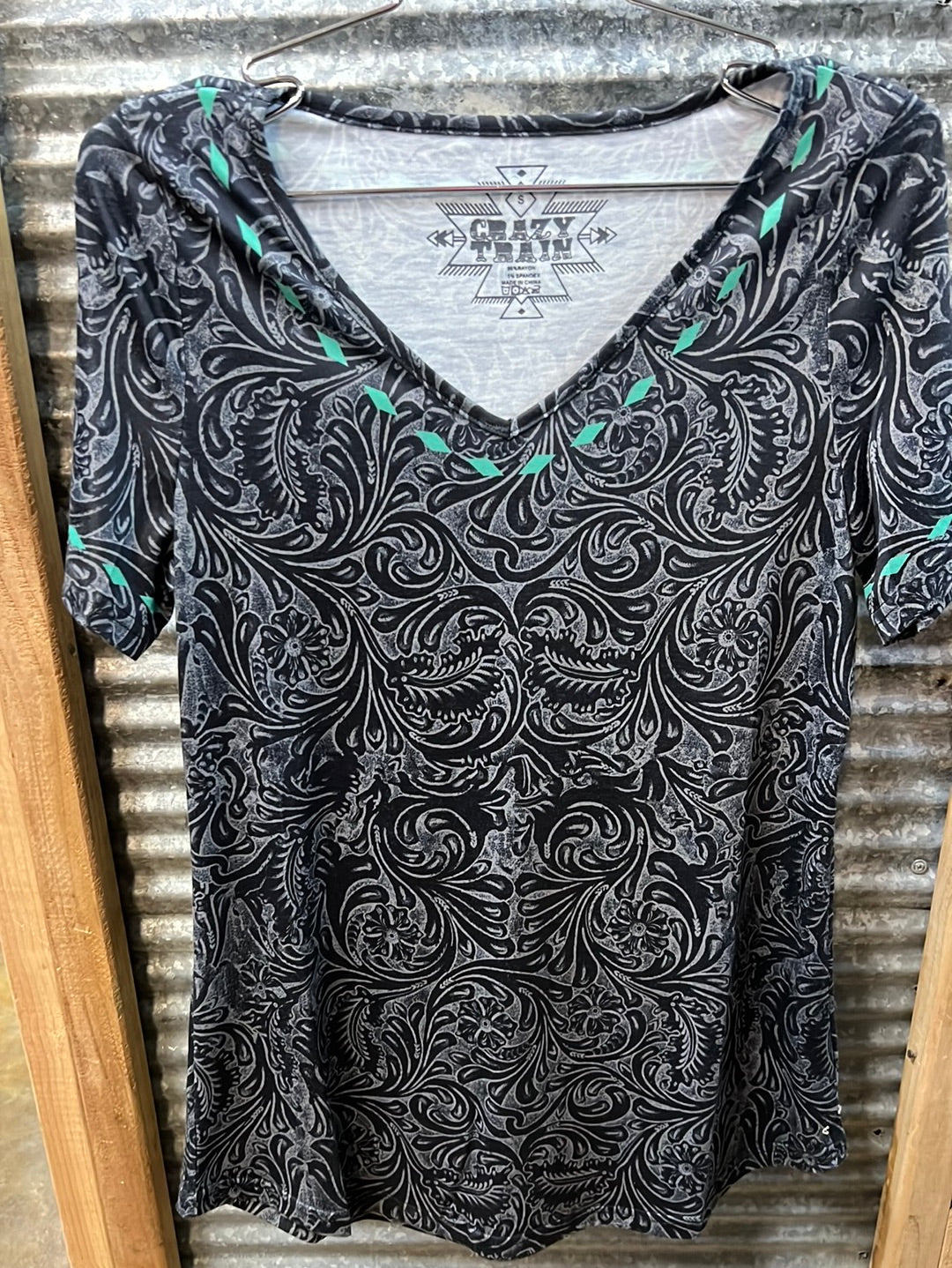 Crazy Train Black Patterned Tee