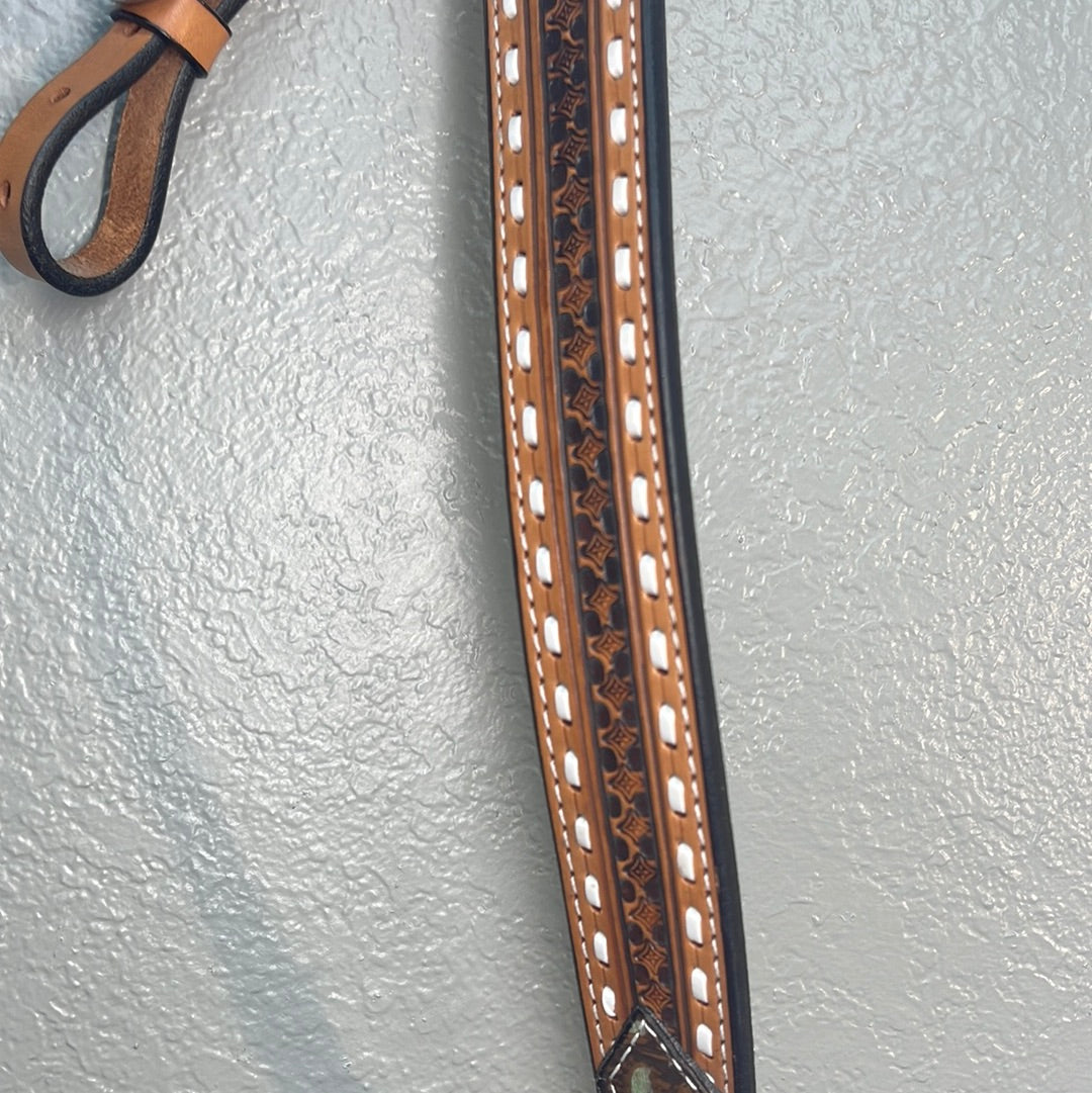 Circle Y Light Leather Buckstitch  with Gator Accent Breast Collar