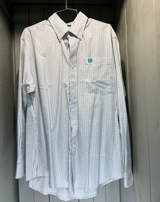 Mens Cinch White Blue Brown Shirt