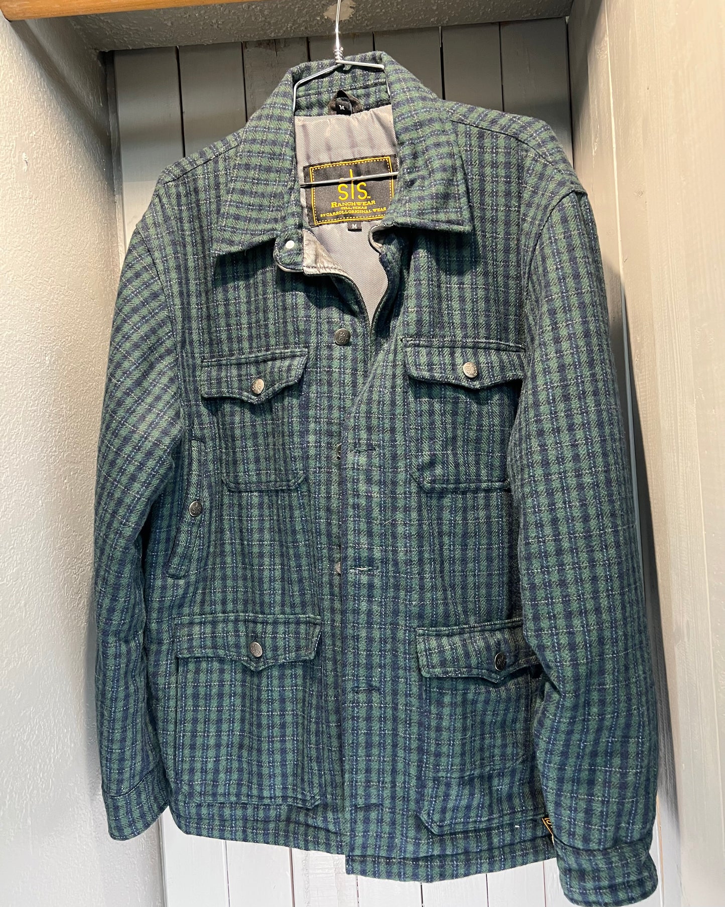 Mens STS Green Plaid Lined Jacket